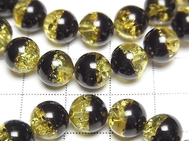 [Video] Baltic Amber Round 8.5mm Yellow x Black Bracelet