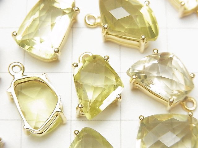 [Video] High Quality Lemon Quartz AAA Bezel Setting Fancy Shape Faceted 18KGP 1pc