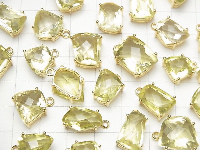 [Video] High Quality Lemon Quartz AAA Bezel Setting Fancy Shape Faceted 18KGP 1pc