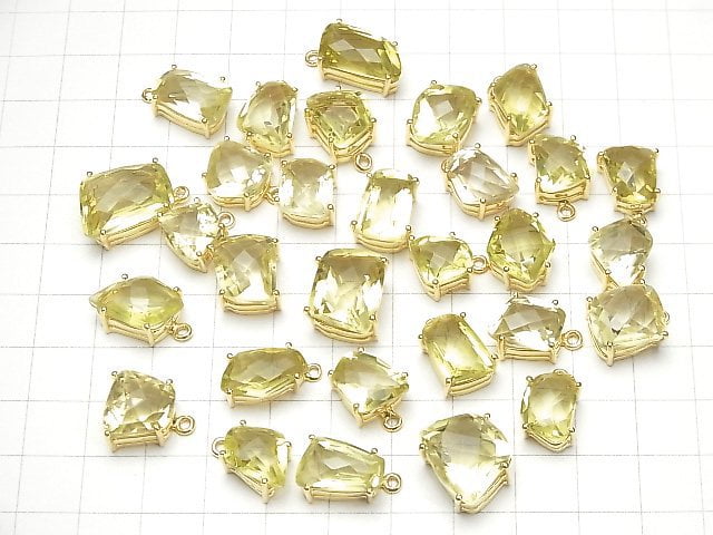 [Video] High Quality Lemon Quartz AAA Bezel Setting Fancy Shape Faceted 18KGP 1pc