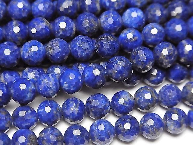 [Video] High Quality! Lapislazuli AA++ 128Faceted Round 6mm 1strand beads (aprx.15inch/36cm)