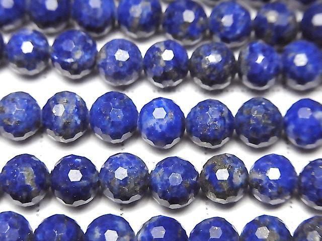 [Video] High Quality! Lapislazuli AA++ 128Faceted Round 6mm 1strand beads (aprx.15inch/36cm)