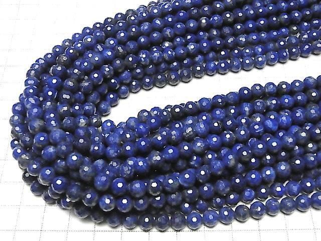 [Video] High Quality! Lapislazuli AA++ 128Faceted Round 6mm 1strand beads (aprx.15inch/36cm)