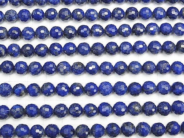 [Video] High Quality! Lapislazuli AA++ 128Faceted Round 8mm half or 1strand beads (aprx.15inch/37cm)