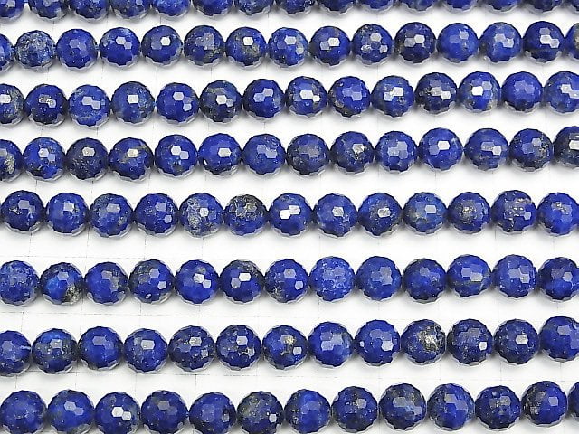 [Video] High Quality! Lapislazuli AA+ 128Faceted Round 8mm half or 1strand beads (aprx.15inch / 38cm)