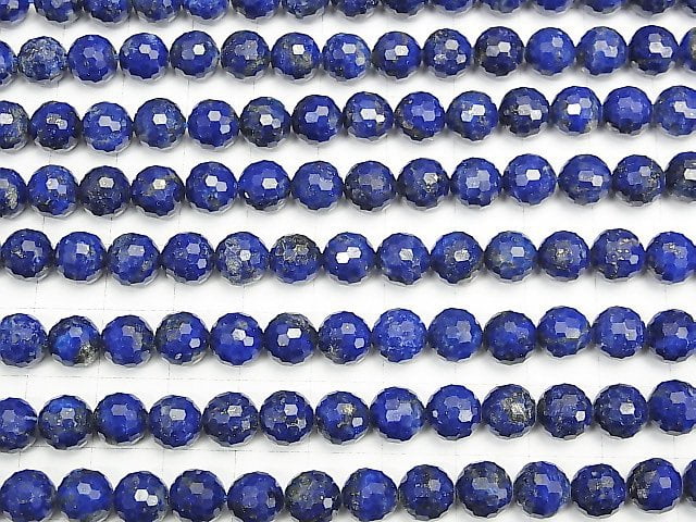 [Video] High Quality! Lapislazuli AA+ 128Faceted Round 8mm half or 1strand beads (aprx.15inch/37cm)