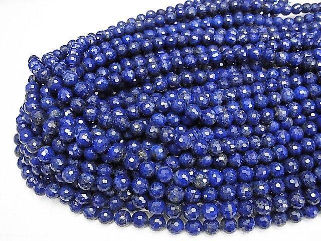 [Video] High Quality! Lapislazuli AA++ 128Faceted Round 8mm half or 1strand beads (aprx.15inch/37cm)