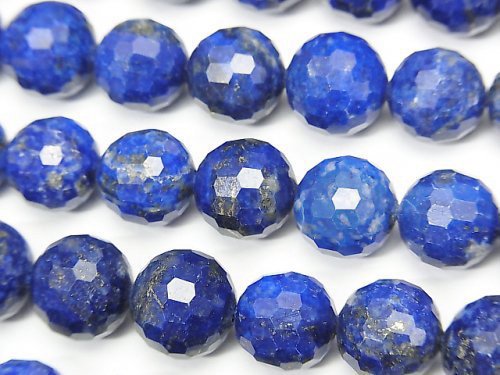 [Video] High Quality! Lapislazuli AA+ 128Faceted Round 10mm half or 1strand beads (aprx.15inch / 38cm)