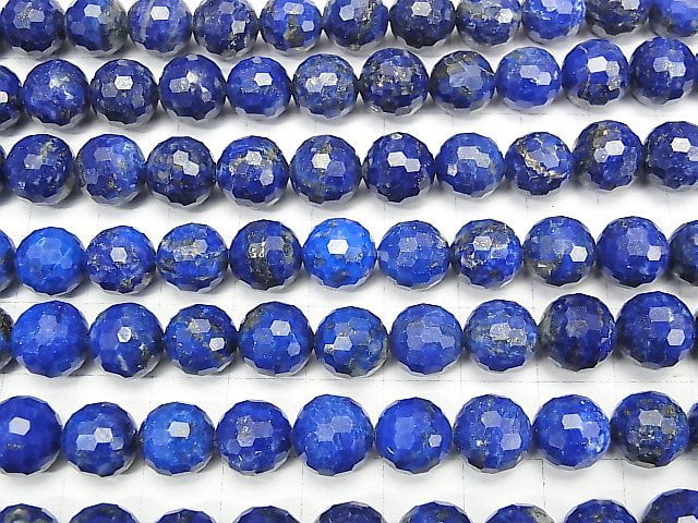 [Video] High Quality! Lapislazuli AA+ 128Faceted Round 10mm half or 1strand beads (aprx.15inch / 38cm)