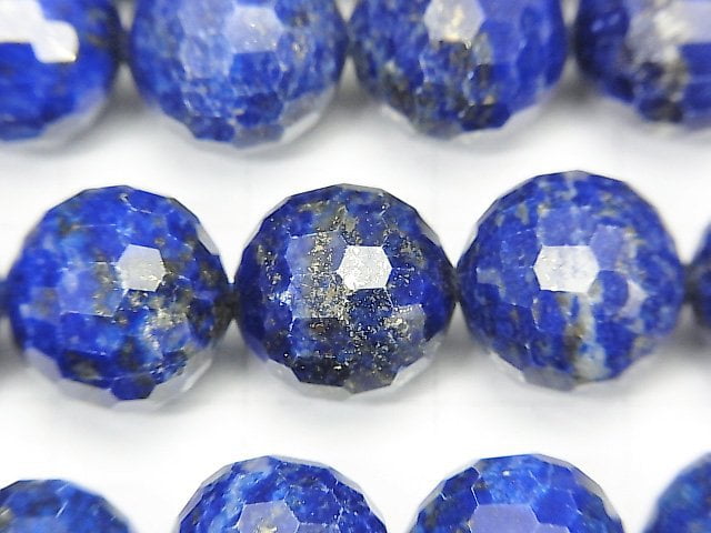 [Video] High Quality! Lapislazuli AA+ 128Faceted Round 12mm half or 1strand beads (aprx.15inch / 37cm)