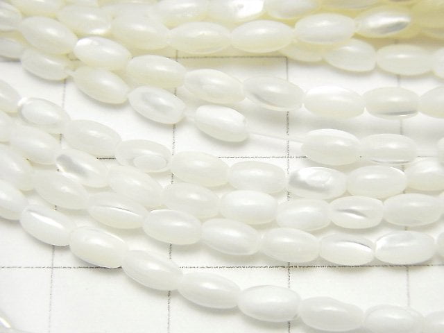 Mother of Pearl MOP White Rice 5x3x3mm 1strand beads (aprx.15inch / 37cm)