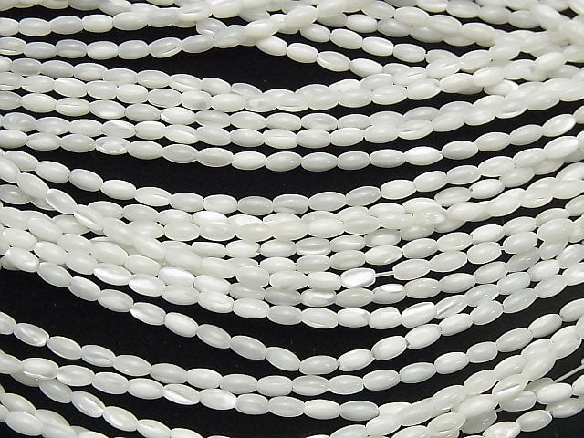 Mother of Pearl MOP White Rice 5x3x3mm 1strand beads (aprx.15inch / 37cm)