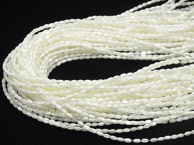 Mother of Pearl MOP White Rice 5x3x3mm 1strand beads (aprx.15inch / 37cm)