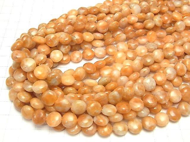 [Video] Orange Calcite AA+ Coin 10x10mm 1-strand beads (approx. 15inch/37cm)