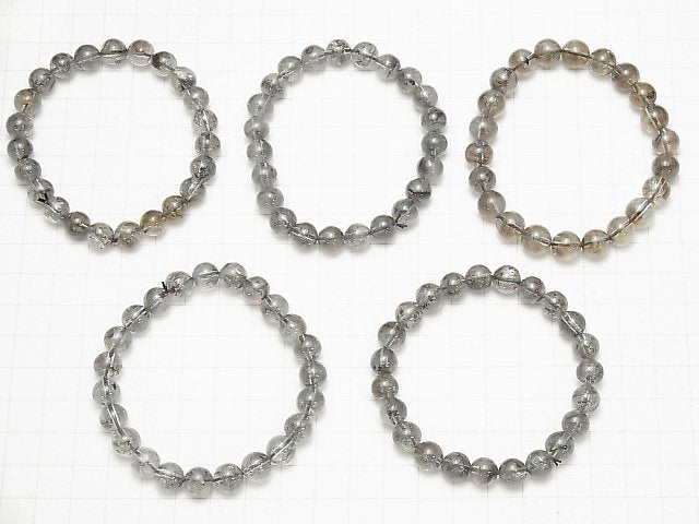 [Video] Sichuan Graphite In Quartz Round 8mm Bracelet