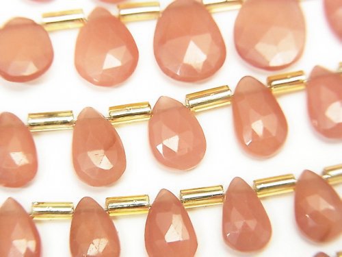 Faceted Briolette, Pear Shape, Rhodochrosite Gemstone Beads