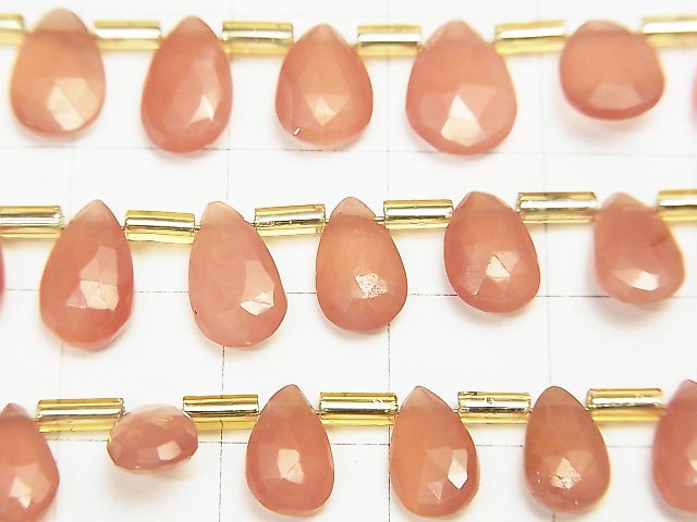 [Video] High Quality Peru Rhodochrosite AAA Pear shape Faceted Briolette 1strand beads (aprx.7inch / 18cm)