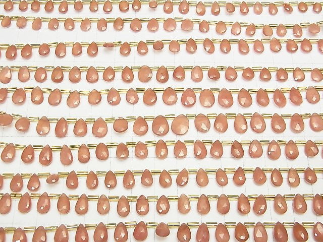 [Video] High Quality Peru Rhodochrosite AAA Pear shape Faceted Briolette 1strand beads (aprx.7inch / 18cm)