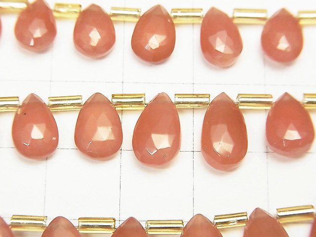 [Video] High Quality Peru Rhodochrosite AAA Pear shape Faceted Briolette half or 1strand beads (aprx.7inch / 18cm)