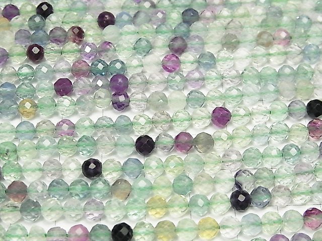 [Video] High Quality! Multicolor Fluorite AAA- Faceted Round 5mm 1strand beads (aprx.15inch / 37cm)