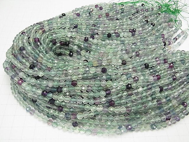 [Video] High Quality! Multicolor Fluorite AAA- Faceted Round 5mm 1strand beads (aprx.15inch / 37cm)