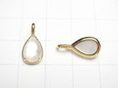 [Video] White Shell x Crystal AAA Bezel Setting Faceted Pear Shape 12x8mm 18KGP 1pc