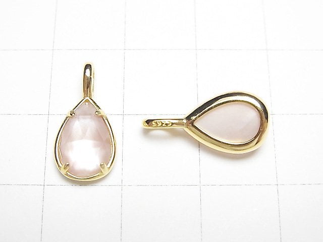 [Video] Pink Shell x Crystal AAA Bezel Setting Faceted Pear Shape 12x8mm 18KGP 1pc