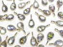[Video] Abalone Shell x Crystal AAA Bezel Setting Faceted Pear Shape 12x8mm 18KGP 1pc