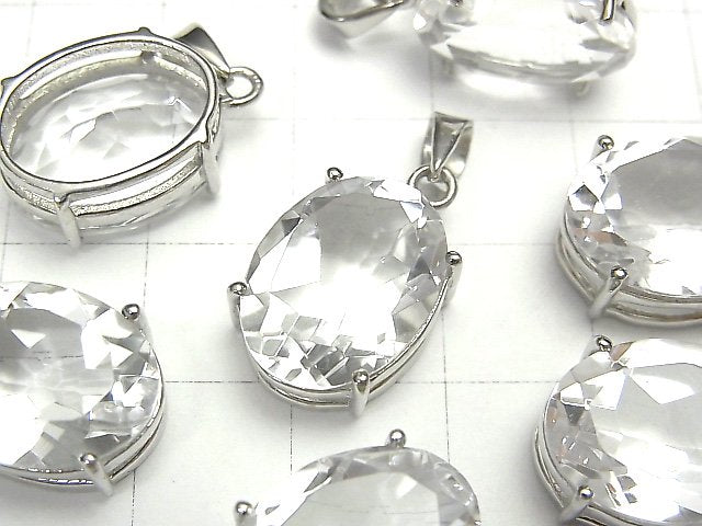 [Video]High Quality Crystal AAA Oval Faceted Pendant 16x12mm Silver925 1pc