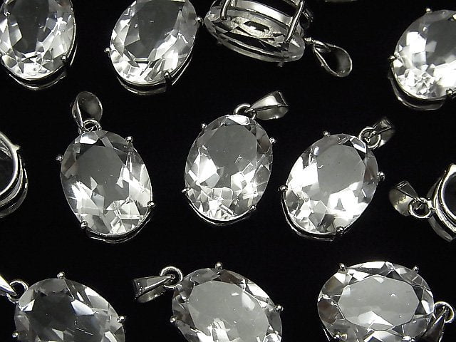 [Video]High Quality Crystal AAA Oval Faceted Pendant 16x12mm Silver925 1pc