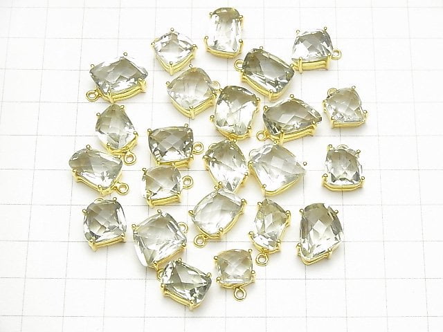 [Video] High Quality Green Amethyst AAA Bezel Setting Fancy Shape Faceted 18KGP 1pc