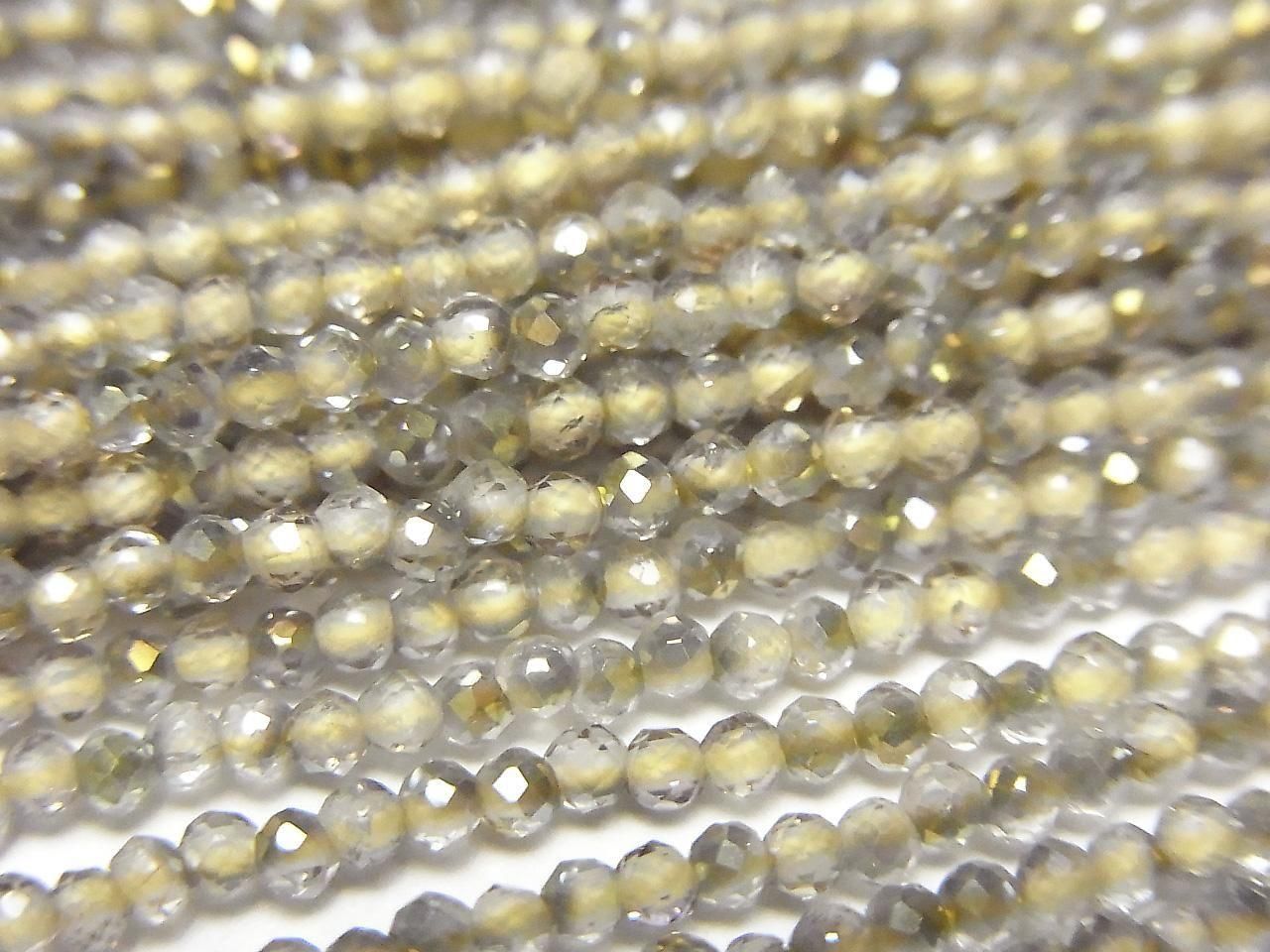 Haute Qualité ! Topaze AAA Facettée Ronde 2mm Revêtement Jaune 1 fil perles (env. 15 pouces / 37cm)