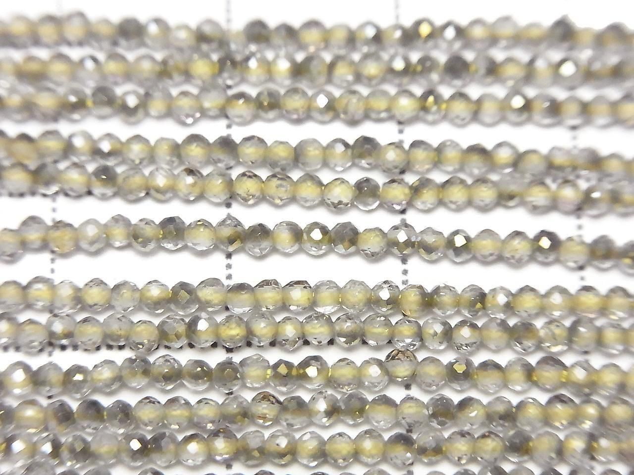 Haute Qualité ! Topaze AAA Facettée Ronde 2mm Revêtement Jaune 1 fil perles (env. 15 pouces / 37cm)
