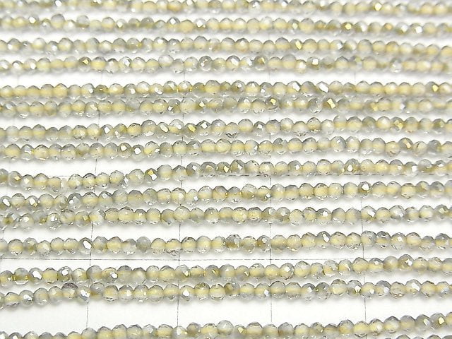 [Video] High Quality! Topaz AAA Faceted Round 2mm Yellow Coating 1strand beads (aprx.15inch / 37cm)