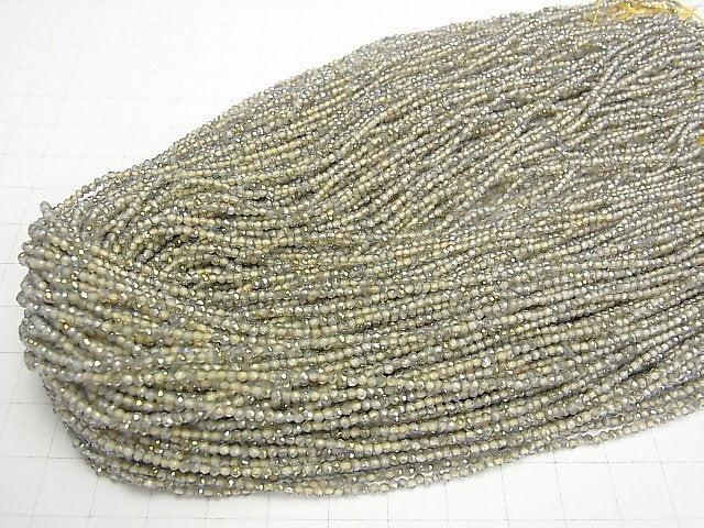 [Video] High Quality! Topaz AAA Faceted Round 2mm Yellow Coating 1strand beads (aprx.15inch / 37cm)