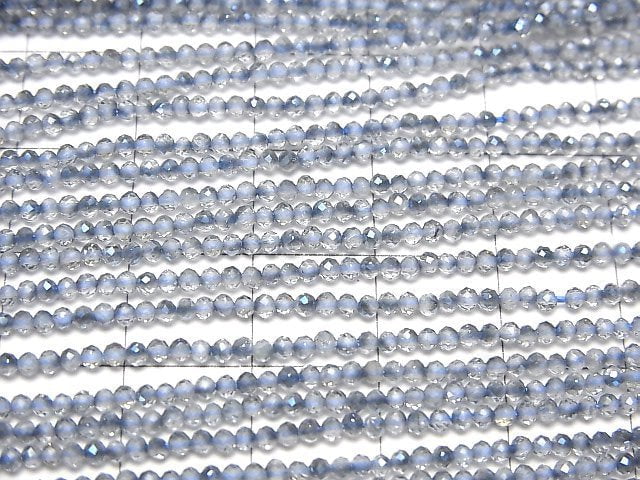 [Video] High Quality! Topaz AAA Faceted Round 2mm Blue Coating 1strand beads (aprx.15inch / 37cm)