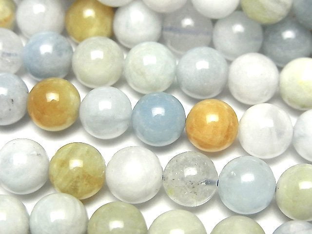 [Video] Multicolor Aquamarine AA Round 8mm half or 1strand beads (aprx.15inch/36cm)