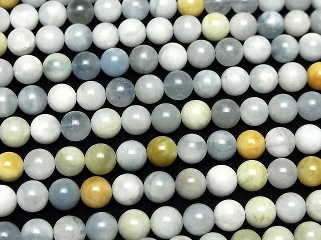 [Video] Multicolor Aquamarine AA Round 8mm half or 1strand beads (aprx.15inch/36cm)