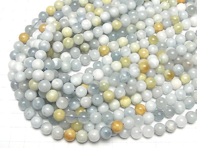 [Video] Multicolor Aquamarine AA Round 8mm half or 1strand beads (aprx.15inch/36cm)