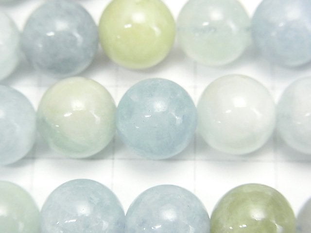 [Video] Multicolor Aquamarine AA Round 10mm half or 1strand beads (aprx.15inch/36cm)