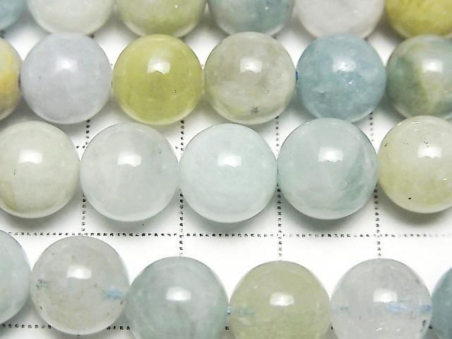 [Video] Multicolor Aquamarine AA Round 10mm half or 1-strand beads (approx. 15 inches/36 cm)