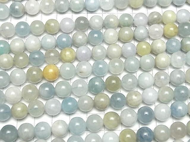[Video] Multicolor Aquamarine AA Round 10mm half or 1-strand beads (approx. 15 inches/36 cm)