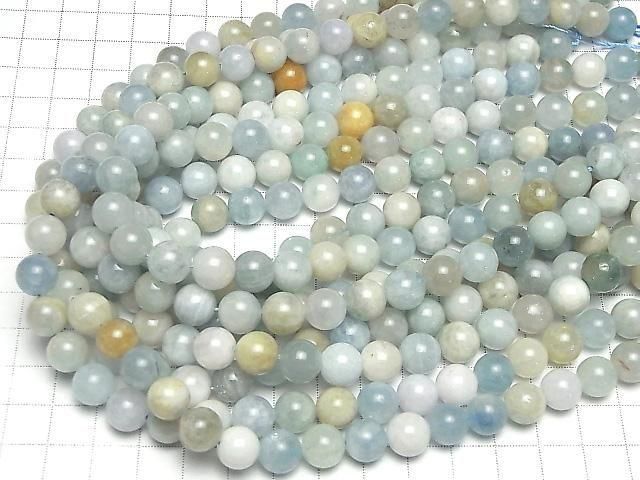[Video] Multicolor Aquamarine AA Round 10mm half or 1-strand beads (approx. 15 inches/36 cm)