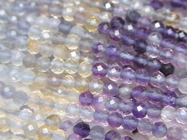 [Video] High Quality! Multicolor Fluorite AAA- Faceted Round 3mm 1strand beads (aprx.15inch/37cm)