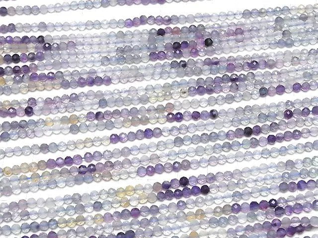 [Video] High Quality! Multicolor Fluorite AAA- Faceted Round 3mm 1strand beads (aprx.15inch/37cm)