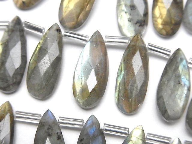 Faceted Briolette, Labradorite, Pear Shape Gemstone Beads