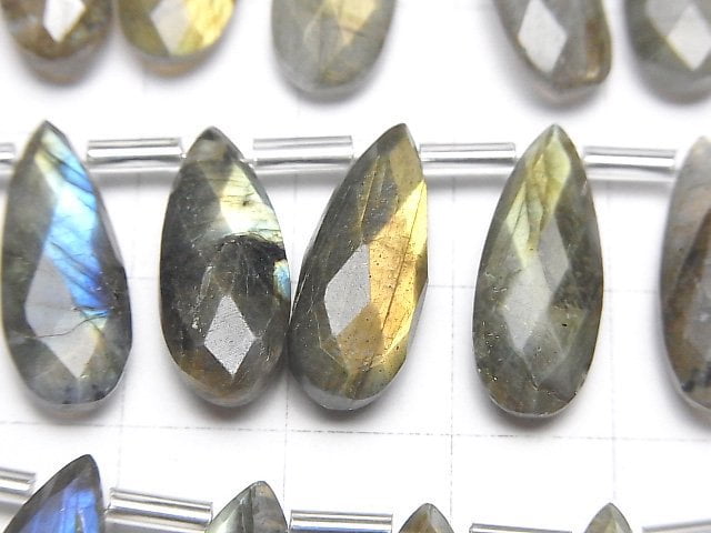 [Video]Labradorite AA++ Pear shape Faceted Briolette 20x8mm half or 1strand (18pcs)