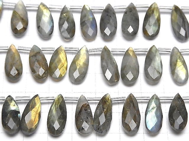 [Video]Labradorite AA++ Pear shape Faceted Briolette 20x8mm half or 1strand (18pcs)