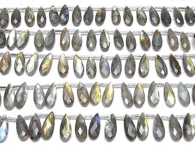 [Video]Labradorite AA++ Pear shape Faceted Briolette 20x8mm half or 1strand (18pcs)