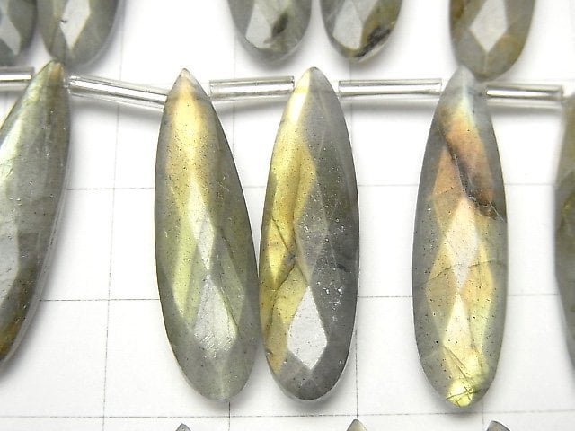 [Video]High Quality Labradorite AA++ Pear shape Faceted Briolette 30x8mm half or 1strand (12pcs )